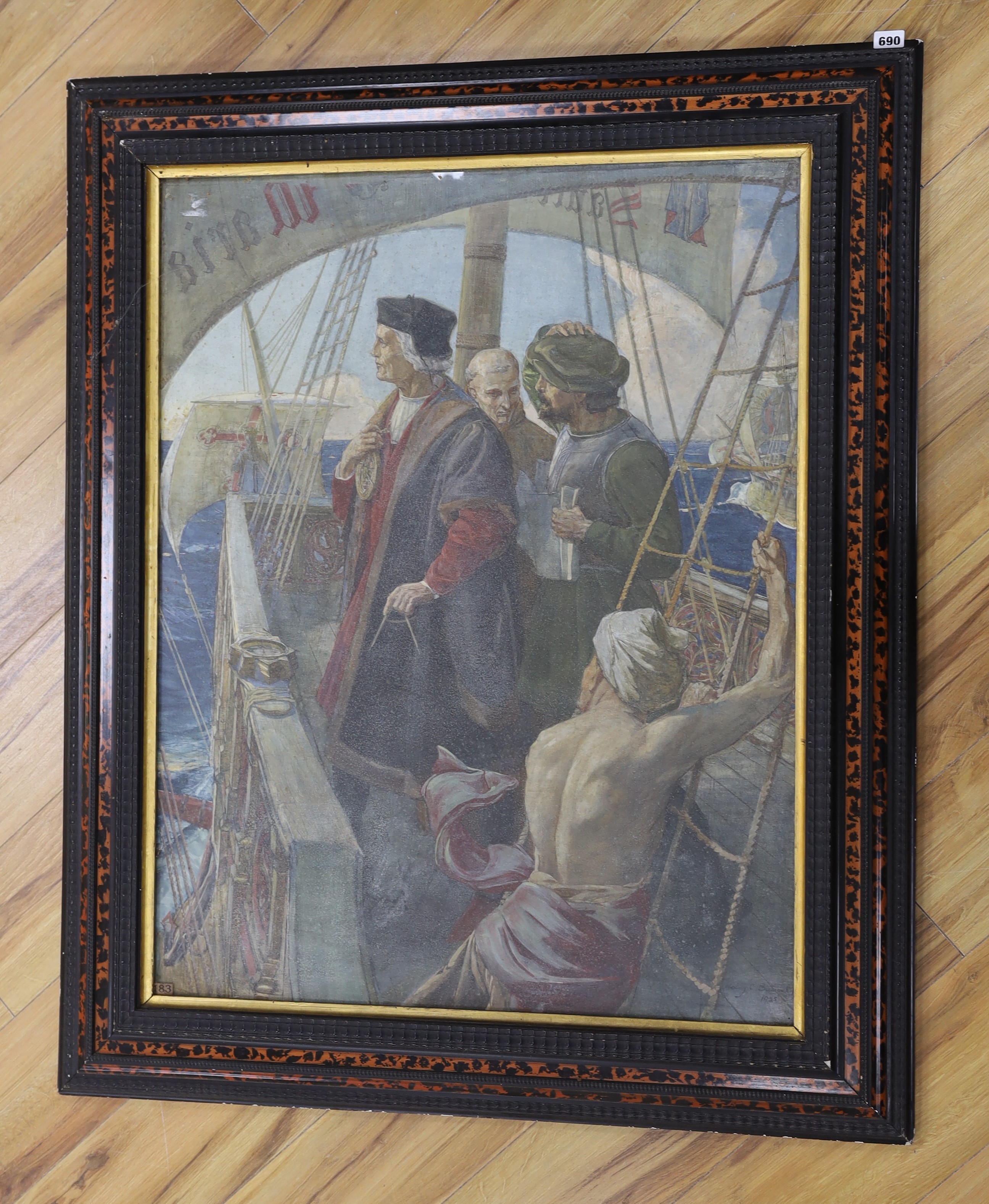 Henry Charles Brewer RI, (1866-1943), watercolour, 'Columbus', signed and dated 1925, RI Exhibition label verso, 92 x 71cm
